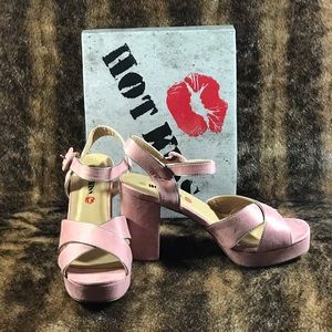 Hot Kiss pink ankle strap heels